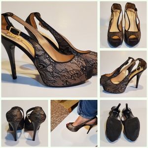 Guess black lace heels size 9.5
